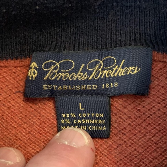 Brooks Brothers Sweaters Lot Of 2 Mens Large Gray Orange Cotton Cashmere Henley - Picture 3 of 12